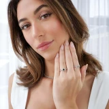 2/3 CTW Round Black Diamond Halo Engagement Ring in 14K White Gold with Accents (MD170109)