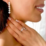 5/8 CTW Round Diamond Solitaire with Accents Engagement Ring in 18K White Gold with Accents (MD170110)