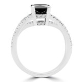 2 1/6 CTW Princess Black Diamond Split Shank Solitaire with Accents Engagement Ring in 14K White Gold (MD170169)