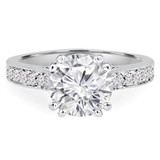 3/5 CTW Round Diamond Double Prong Solitaire with Accents Engagement Ring in 14K White Gold (MD170220)