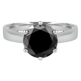 7/8 CT Round Black Diamond 6 Prong  Solitaire Engagement Ring in 14K White Gold (MD170223)