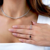 7/8 CT Round Black Diamond 6 Prong  Solitaire Engagement Ring in 14K White Gold (MD170223)