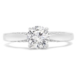1 1/8 CTW Round Diamond Vintage Solitaire with Accents Engagement Ring in 18K White Gold (MD170228)