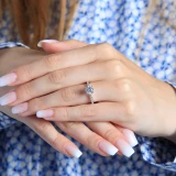 9/10 CTW Round Diamond Solitaire with Accents Engagement Ring in 14K White Gold (MD170246)