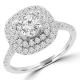 1 2/5 CTW Round Diamond Double Halo Engagement Ring in 14K White Gold (MD170293)