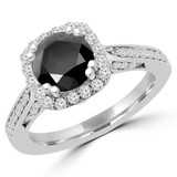 2 1/4 CTW Round Black Diamond Halo Engagement Ring in 18K White Gold (MD170294)