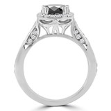 2 1/4 CTW Round Black Diamond Halo Engagement Ring in 18K White Gold (MD170294)