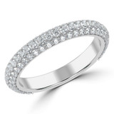 1 1/10 CTW Round Diamond Semi-Eternity Wedding Band Ring in 14K White Gold (MD170328)