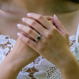 3 2/3 CTW Round Black Diamond Solitaire with Accents Engagement Ring in 14K White Gold (MD170335)