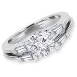 1 CTW Round Diamond Solitaire with Accents Engagement Ring and Wedding Band Set Ring in 14K White Gold (MD170353)