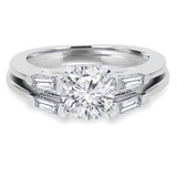 1 CTW Round Diamond Solitaire with Accents Engagement Ring and Wedding Band Set Ring in 14K White Gold (MD170353)