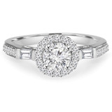 7/8 CTW Round Diamond Halo Engagement Ring in 14K White Gold (MD180036)