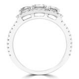 1 1/3 CTW Round Diamond Three-Stone Halo Engagement Ring in 14K White Gold (MD180058)