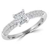 3/4 CTW Princess Diamond Solitaire with Accents Engagement Ring in 14K White Gold (MD180095)