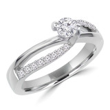 3/4 CTW Round Diamond Solitaire with Accents Engagement Ring in 14K White Gold (MD180101)