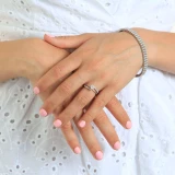 3/4 CTW Round Diamond Solitaire with Accents Engagement Ring in 14K White Gold (MD180101)