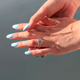 2 1/5 CTW Round Champagne Diamond Halo Engagement Ring in 14K White Gold (MD180123)