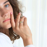 9/10 CTW Round Canary Yellow Diamond Vintage Solitaire with Accents Engagement Ring in 14K White Gold (MD180130)