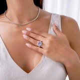 3 1/2 CTW Cushion Purple Tanzanite & Round Diamond Halo Cocktail Engagement Ring in 14K White Gold (MD180161)