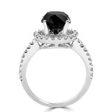 4 1/3 CTW Round Black Diamond Halo Engagement Ring in 14K White Gold (MD180167)