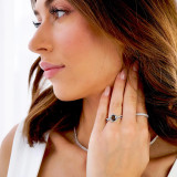 2 CTW Round Black Diamond Solitaire with Accents Engagement Ring in 18K White Gold (MD180196)