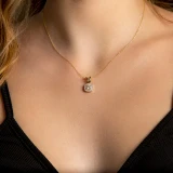 2/3 CTW Round Diamond Double Halo Pendant Necklace in 14K Yellow Gold (MD180221)
