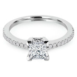 7/8 CTW Princess Diamond Solitaire with Accents Engagement Ring in 14K White Gold (MD180243)