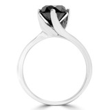 2 1/10 CT Round Black Diamond Solitaire Engagement Ring in 10K White Gold (MD180258)