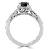 1 1/5 CTW Round Black Diamond Halo Engagement Ring in 14K White Gold (MD180267)