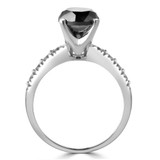 2 5/8 CTW Round Black Diamond Solitaire with Accents Engagement Ring in 14K White Gold (MD180268)