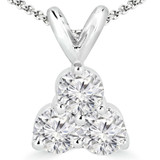 1/2 CTW Round Diamond Three-Stone Pendant Necklace in 14K White Gold (MD180365)