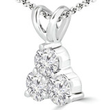 1/2 CTW Round Diamond Three-Stone Pendant Necklace in 14K White Gold (MD180365)