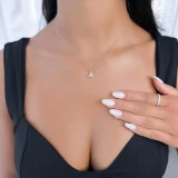 1/2 CTW Round Diamond Three-Stone Pendant Necklace in 14K White Gold (MD180365)