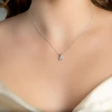 1/2 CTW Round Diamond Three-Stone Pendant Necklace in 14K White Gold (MD180365)