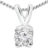 1/6 CT Round Diamond Solitaire Pendant Necklace in 14K White Gold (MD180382)
