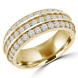 1 1/4 CTW Round Diamond Three-row Semi-Eternity Wedding Band Ring in 14K Yellow Gold (MD180402)