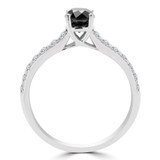 9/10 CTW Round Black Diamond Promise Solitaire with Accents Engagement Ring in 14K White Gold (MD180425)