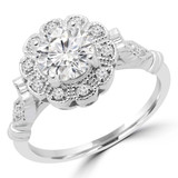 5/8 CTW Round Diamond Halo Engagement Ring in 14K White Gold (MD180458)