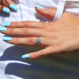 1 1/5 CTW Round Diamond Halo Engagement Ring in 14K White Gold (MD180461)
