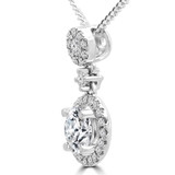 2/3 CTW Round Diamond Halo Pendant Necklace in 18K White Gold (MD180485)