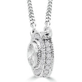 2/5 CTW Round Diamond Bezel Set Halo Pendant Necklace in 14K White Gold (MD180524)