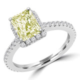 1 3/8 CTW Radiant Yellow Diamond Halo Engagement Ring in 14K White Gold (MD180534)