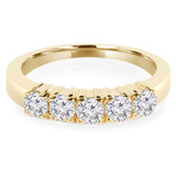 3/4 CTW Round Diamond Five-Stone Anniversary Wedding Band Ring in 14K Yellow Gold (MD180549)