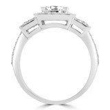 2 2/5 CTW Radiant Diamond Halo Three-Stone Engagement Ring in 14K White Gold (MD180570)