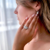 2 2/5 CTW Radiant Diamond Halo Three-Stone Engagement Ring in 14K White Gold (MD180570)