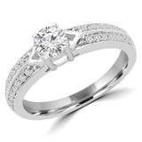 3/4 CTW Round Diamond Solitaire with Accents Engagement Ring in 14K White Gold (MD180578)