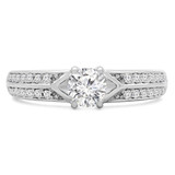 3/4 CTW Round Diamond Solitaire with Accents Engagement Ring in 14K White Gold (MD180578)