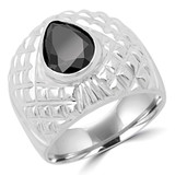 2 1/8 CT Pear Black Diamond Solitaire Engagement Ring in 10K White Gold (MD180588)