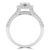 1 1/10 CTW Round Diamond Two Row Halo Engagement Ring in 14K White Gold (MD180591)