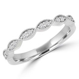 1/8 CTW Round Diamond Vintage Semi-Eternity Wedding Band Ring in 14K White Gold (MD180597)